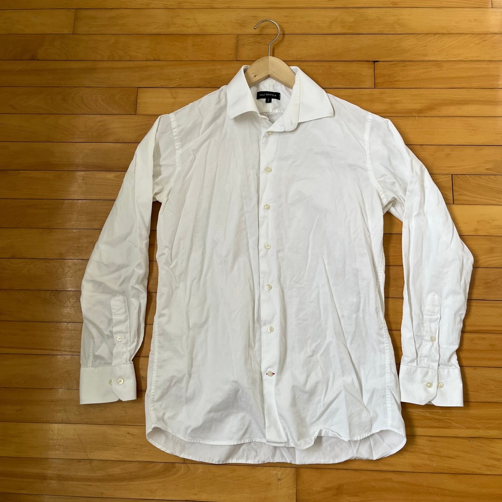Holt Renfrew Mens White Cotton Long Sleeve Button Down Shirt Size 16 R Classic
